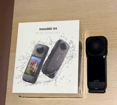 Insta360 X4 8K 360 Action Camera - Boxed + extra battery + motorbike accessories + sticks