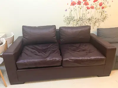 Urgent Sale!!!Brown Leather 2-Seater Sofa - Comfortable, Good Condition, Brand New