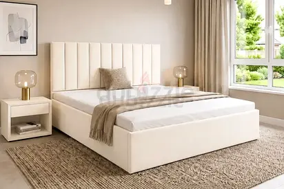 Brend New fabric wooden Queen size 150x190 bed with Madical Matress Available