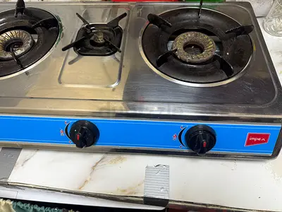 Used 3-Burner Stainless Steel Gas Hob (Impex) - Good Working Condition and Emirates Gas Cylinder