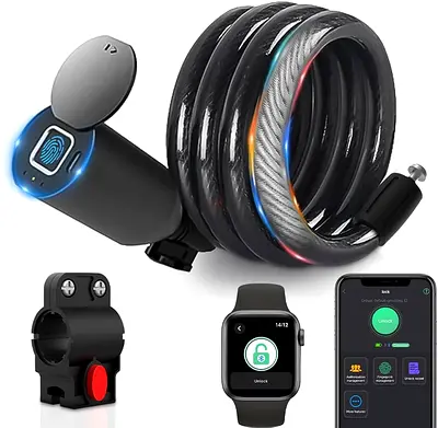 eLinkSmart Fingerprint Bicycle Lock Steel Cable Lock Electric Bicycle Lock Mountain