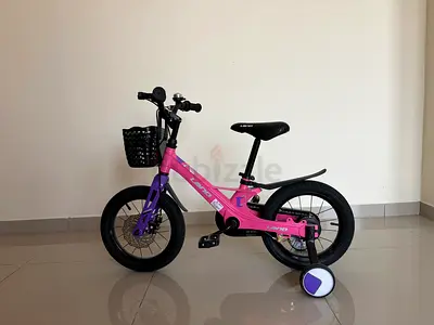 Pink Lana Kids Bicycle with Training Wheels and Front Basket