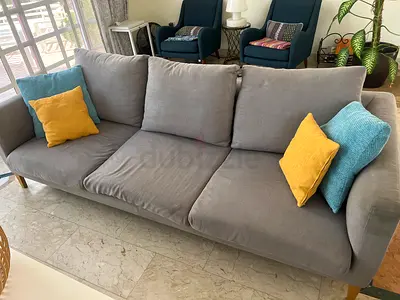 Grey 3-seater Sofa with Cushions — Good Condition