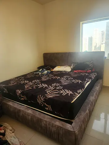 Modern Upholstered Bed Frame with Tall Headboard without matress