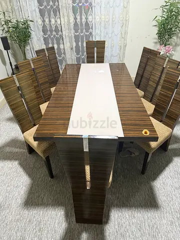 Wooden Dining Table + 6 High-Back Chairs + Coffee table + tv table + display caninet