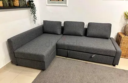 IKEA Friheten Sofa Cumbed Gray L-shaped Sofa Bed with Storage — Good Condition