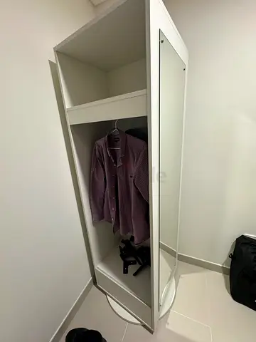 White Wardrobe with Full-Length Mirror