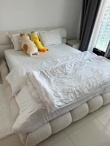 Large double bed including mattress and pillows
