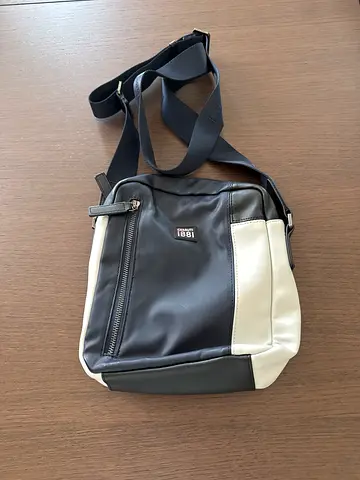 Compact black and white crossbody shoulder bag — good condition