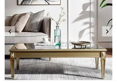 Mirror Top Table with Gold Trim — Champagne Luxury