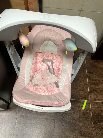 Pink Baby Rocker / Swing Seat with Toy Bar - Lightly Used
