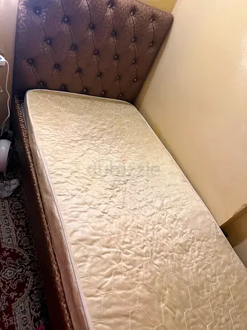 Single bed with mattress - tufted headboard, good condition