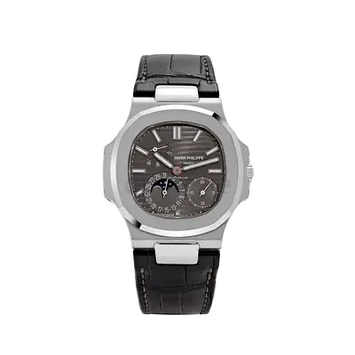 Patek Philippe Nautilus Mens Watch - Grey Dial, Leather Strap mastar