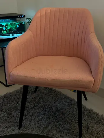 Pink Upholstered Accent Armchair with Black Legs - Good Condition