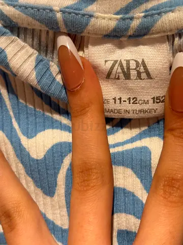 Zara blue  white striped ribbed top — size 11-12 yrs girls