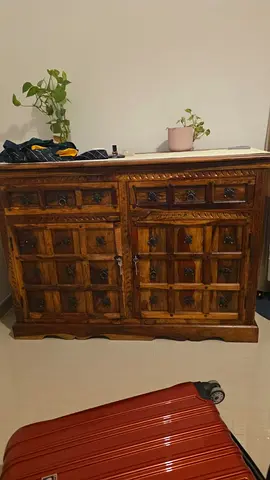 Solid Wood Carved Sideboard / Console Cabinet - Rustic Finish