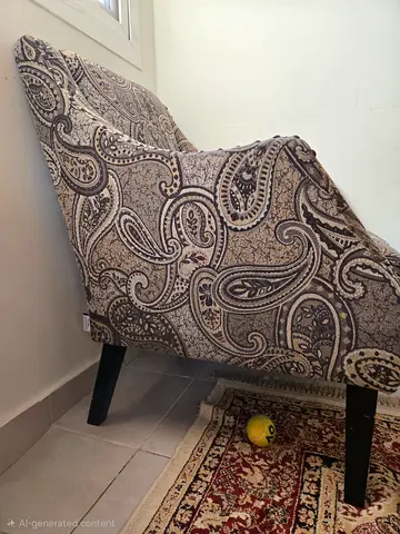 Single Accent Armchair with Paisley Fabric - Good Condition