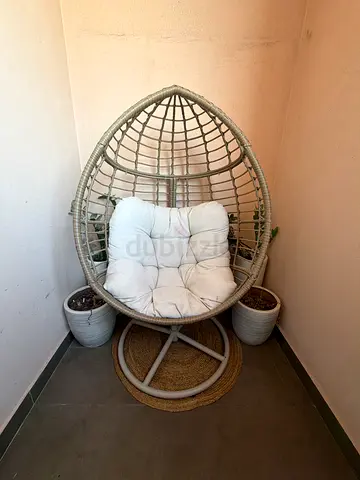 Wicker Egg Hanging Chair with Cushion - Good Condition