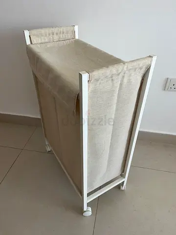 Slim Fabric Laundry Hamper with White Metal Frame