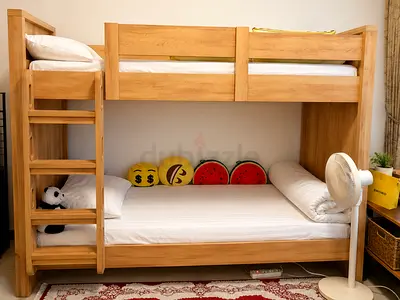Solid Wood Bunk Bed - Natural Finish, Good Condition