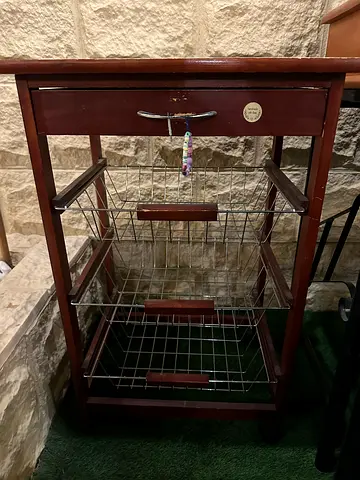 Wooden Kitchen Trolley with Metal Racks - Good Condition