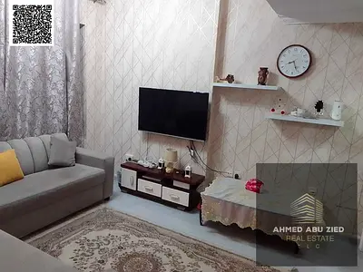 Furnished 1BR in Garden City Al Hamidiya, near Ajman Court, ready today, internet included, no contract attestation, AED 35,000 yearly.