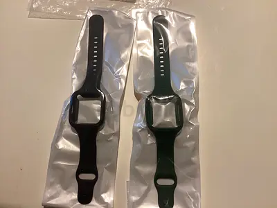 Two Replacement Silicone Bands for Square Smartwatch (Black  Dark Green)