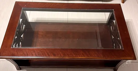 Wooden Glass-Top Coffee Table