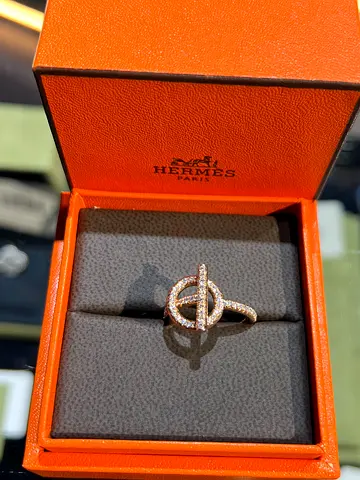 Authentic Hermès Echappée Small Model Ring in 18K Rose Gold| full set