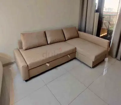 IKEA L Shape Sofa cum bed with big storage and you can fix the storage left or right anyside you wan