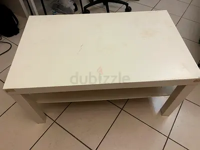 IKEA White rectangular coffee table with lower shelf — used, good for living room