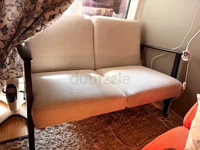2-Seater Wooden Frame Sofa Loveseat - Beige Fabric