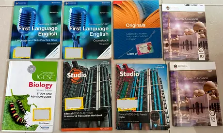 Bundle of School Textbooks and Workbooks – Cambridge IGCSE Biology, English, Islamic Education 10