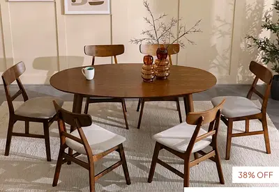 Wood 6-Seater Dining Table Set with Chairs. New never used