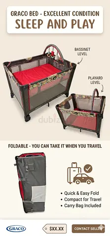 Graco Pack n Play / Travel Bassinet - Foldable, Good Condition