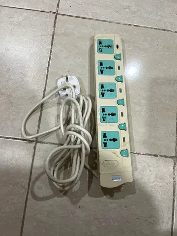Used 4-Socket Power Strip with Surge Protector and UK Plug