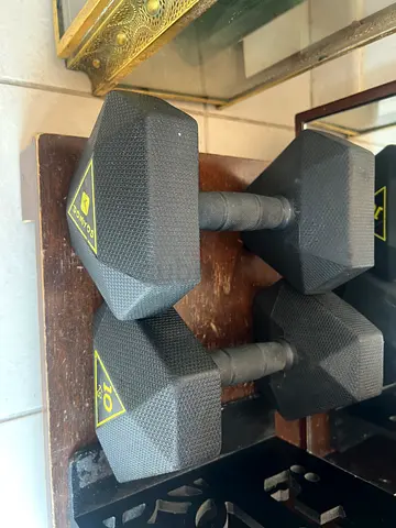 Pair of 10kg Hex Rubber Dumbbells - Good Condition
