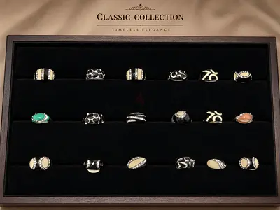Collection of 20 Classic Fashion Rings in Display Tray.