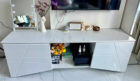 Modern White TV Stand and Entertainment Unit