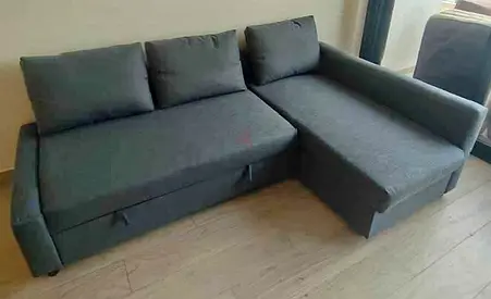 IKEA L Shape Sofa cum bed with big storage and you can fix the storage left or right anyside you wan