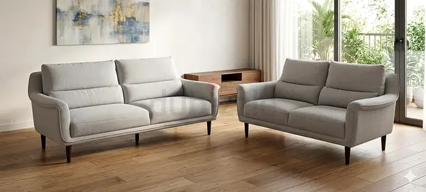 Light Grey Fabric Sofa Set — 3-seater and 2-seater, modern design