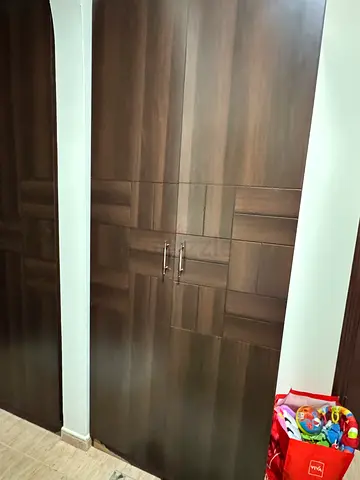 Large Dark Wood Wardrobe / Double Door Armoire in Good Condition