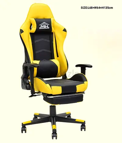 Yellow and Black Ergonomic Gaming/Office Chair with Footrest