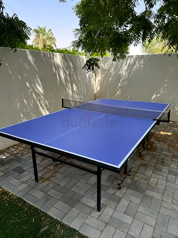 Foldable Table Tennis Table - Full Size, Wheels, Blue Top