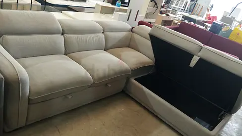 Light grey fabric L-shaped storage sofa, good condition Same as new Pan home brand
