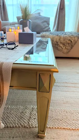 Mirror Top Table with Gold Trim — Champagne Luxury