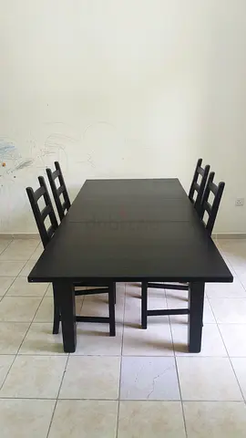 Solid Wood Rectangular Dining Table Extendable  with 4 seats