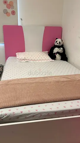 120/200 Double Pink White Bed with Headboard