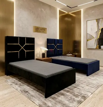 Set of 2 Single Upholstered Bed Frames with Headboards with mattress Delivery fixing brand new