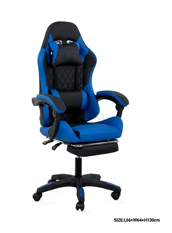 Ergonomic Blue Gaming/Office Chair with Footrest and Lumbar Support